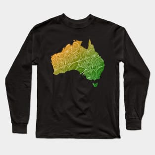 Colorful mandala art map of Australia with text in green and orange Long Sleeve T-Shirt